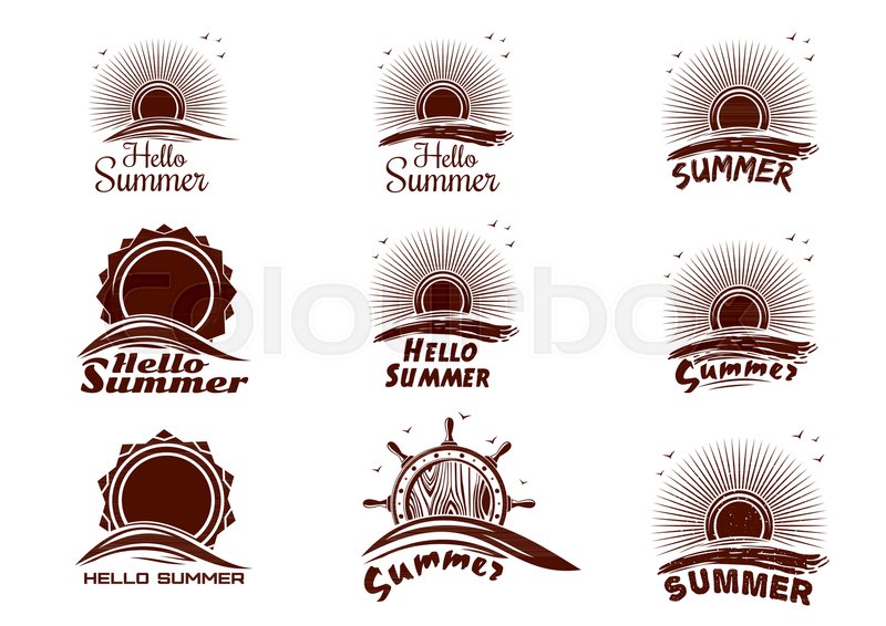 800x566 Set Of Summer Icons Summer Logo With Stock Vector Colourbox