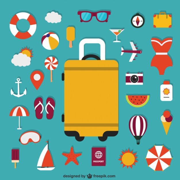 626x626 Suitcase And Summer Icons Free Vector