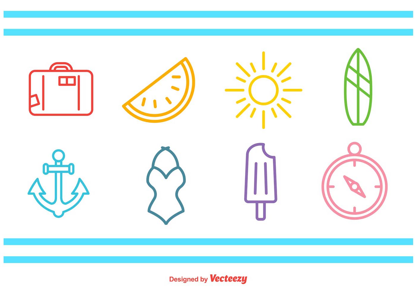 1400x980 Summer Icons Free Vector Art