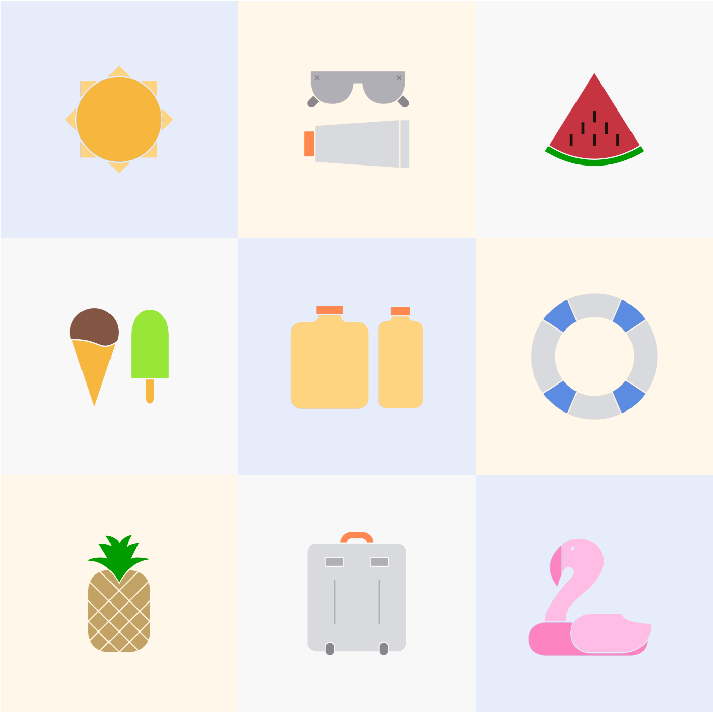 1400x1400 Free Vector Summer Icons Free Illustrator Stuff Vector Free