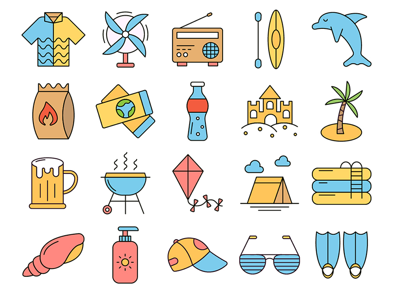 800x600 Summer Time Vector Freebie Icon Set