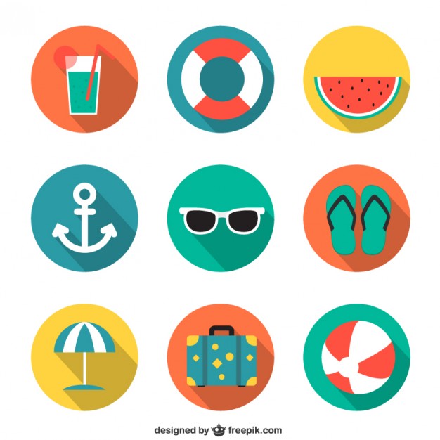 626x626 Summer Icons In Colorful Style Vector Free Download