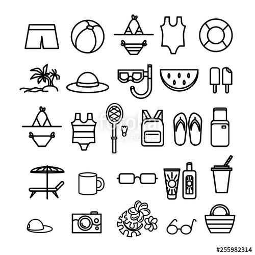 500x500 Summer Icons Vector Stock Image And Royalty Free Vector