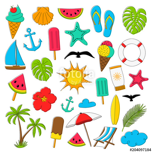 500x500 Collection Of Summer Icons Vector Stock Image And Royalty Free