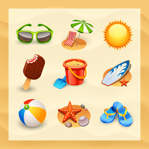 500x500 Summer Travel Elements Icons Vector Free Download