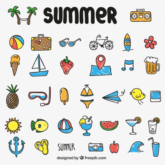 626x626 Colorful Summer Icons Vector Free Download