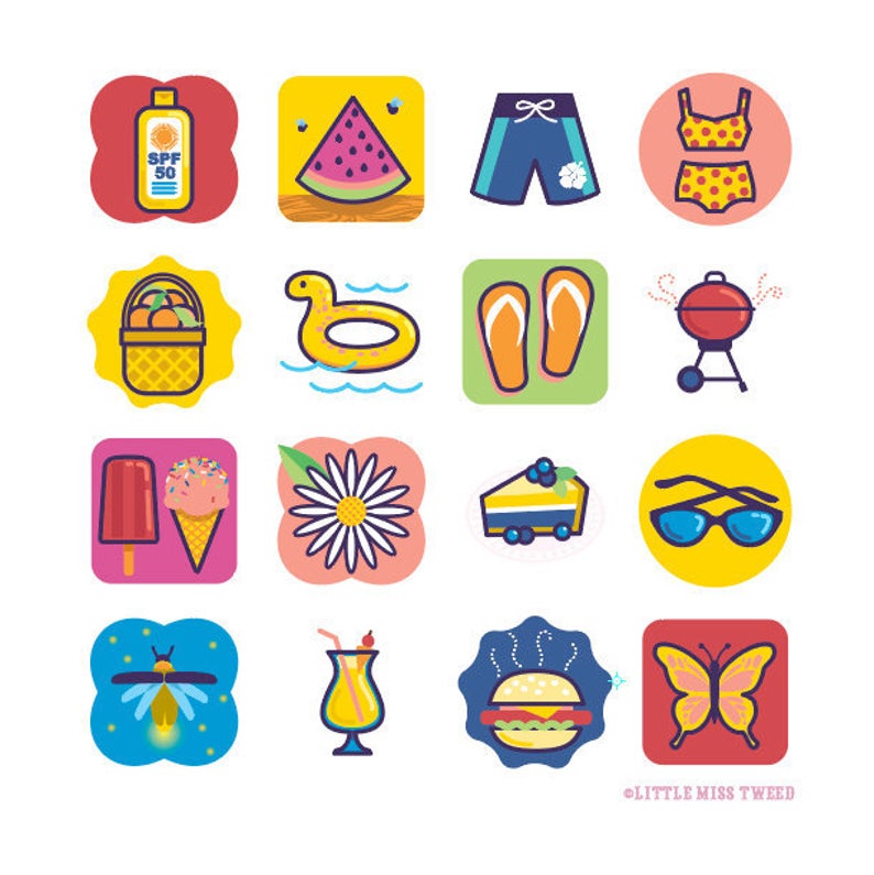 794x795 Digital Download Clipart Graphics Summer Icons Blueberry Etsy