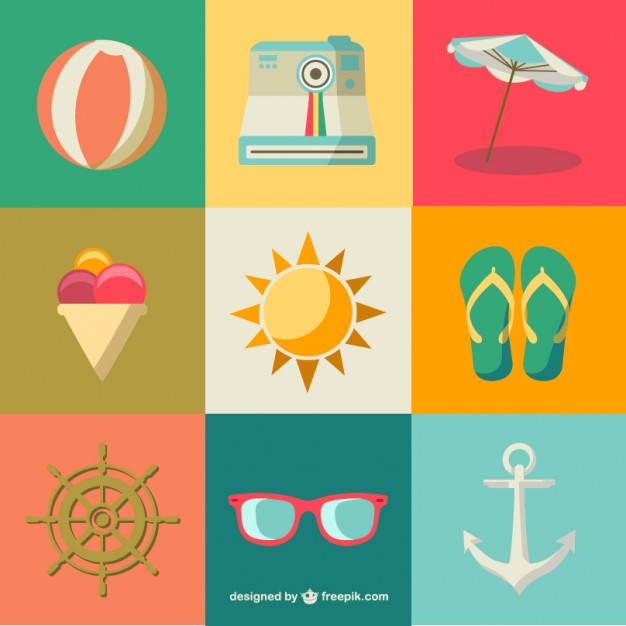 626x626 Flat Summer Icons Vector Free Download