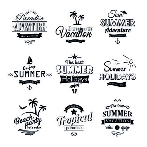 500x500 Black Summer Holiday Labels Vector Transfer Summer Logo