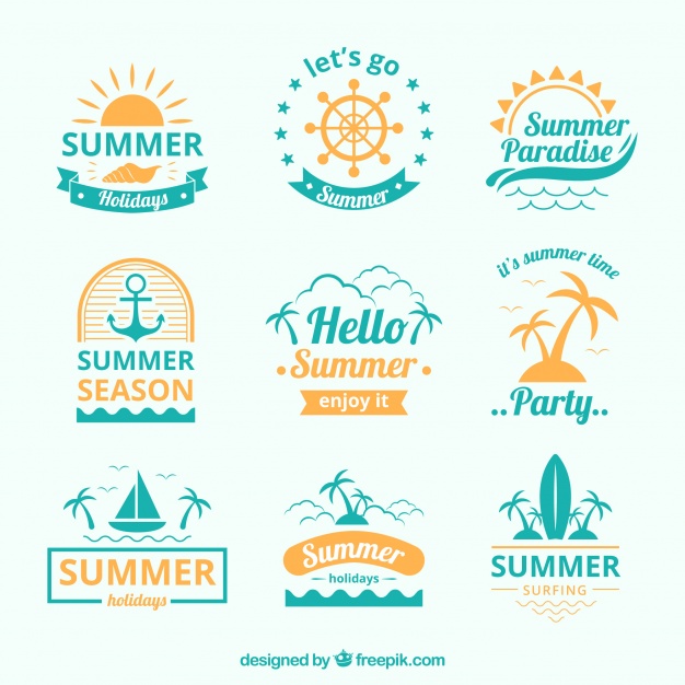 626x626 Blue And Yellow Summer Logo Collection Vector Free Download