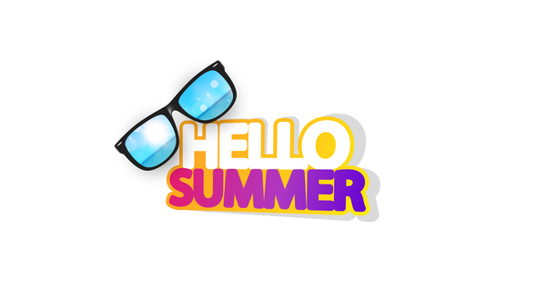 600x339 Hello Summer Logo With Sunglasses Vector Free Download