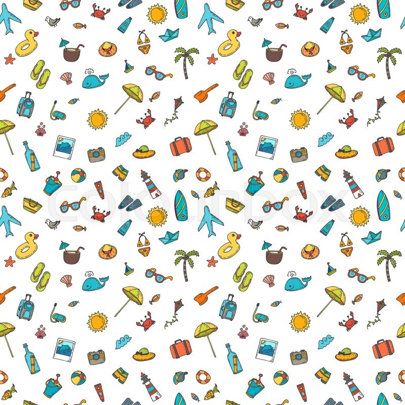 800x800 Seamless Summer Pattern With Hand Stock Vector Colourbox