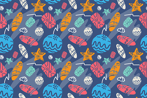 580x386 Seamless Vector Summer Beach Pattern Graphic