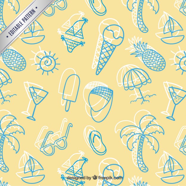 626x626 Sketchy Summer Pattern Vector Free Download