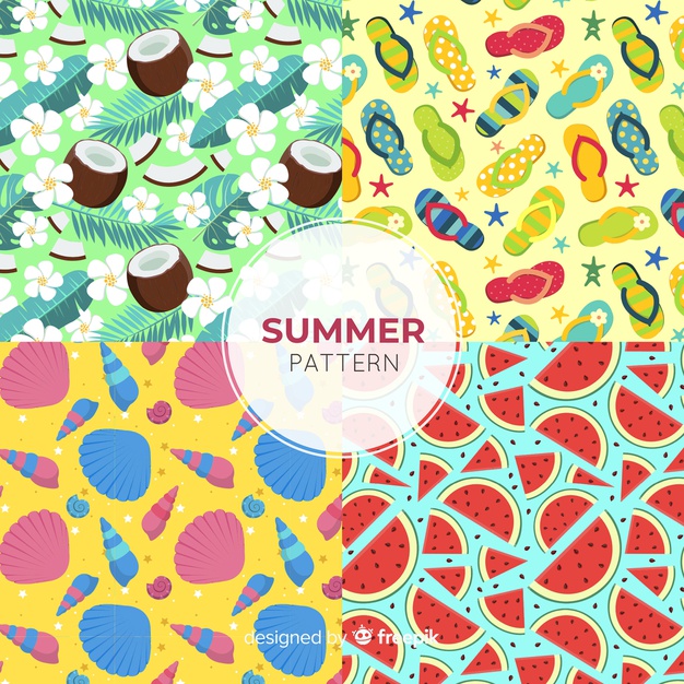 626x626 Summer Pattern Collection Free Vector