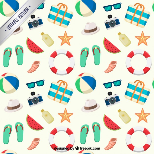 626x626 Summer Pattern With Beach Elements Vector Premium Download