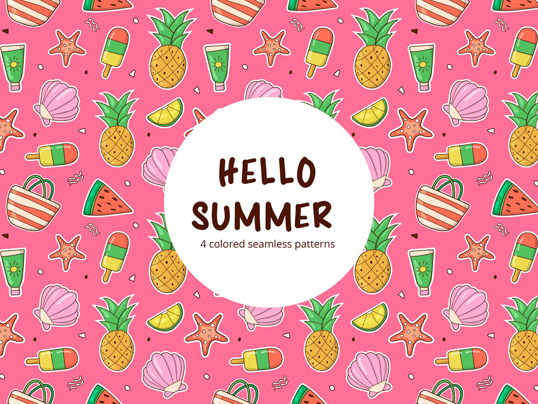 1066x800 Hello Summer Vector Free Seamless Pattern