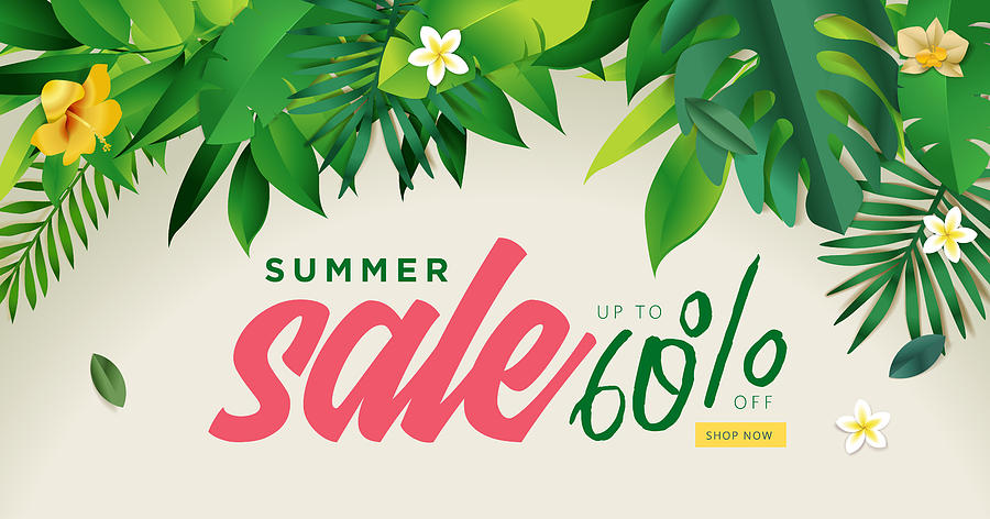 900x472 Summer Sale Vector Illustration For Mobile And Social Media Banner