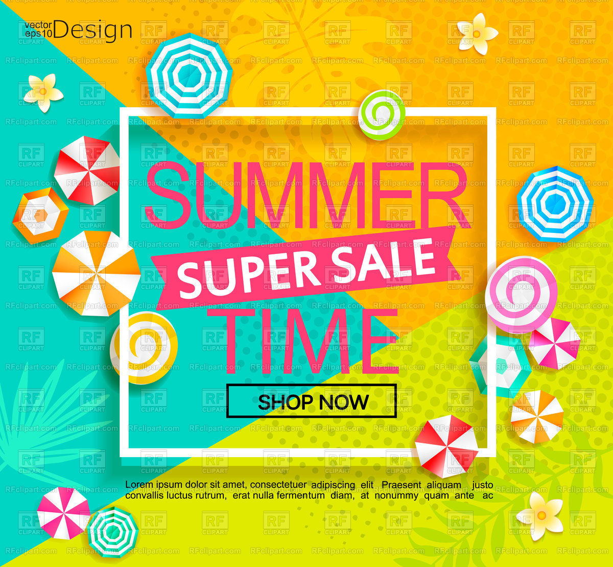 1200x1110 Summer Geometric Super Sale Banner Vector Image Of Fonts Type