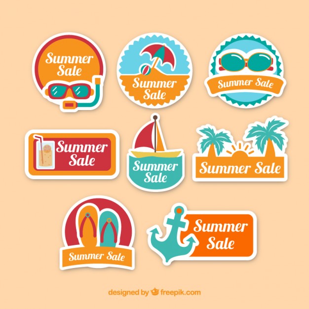 626x626 Summer Sale Stickers Vector Free Download