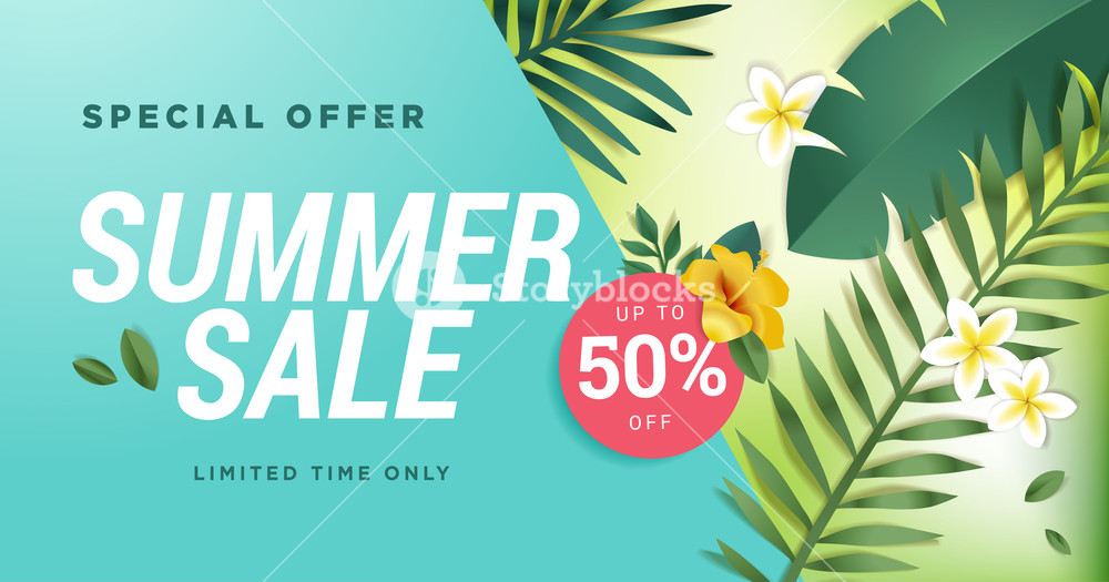 1000x525 Summer Sale Vector Illustration Concept For Mobile And Web Banner