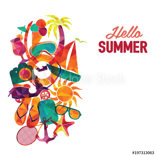 500x500 Hello Summer Vector Banner Design Travel And Tourism Background