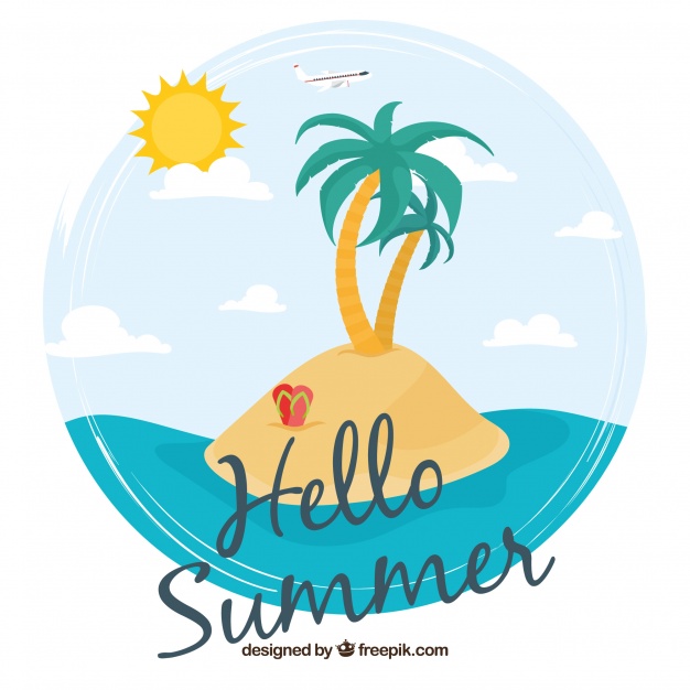 626x626 Pretty Island Background With Text Hello Summer Vector Free