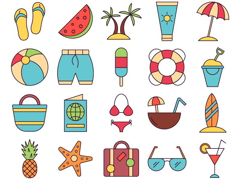800x600 Summer Vector Freebie Icon Set