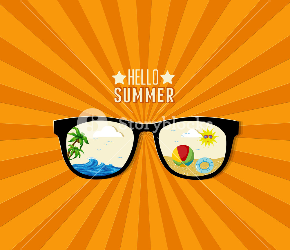 1000x864 Summer Vector Illustration With Sun Glasses Royalty Free Stock