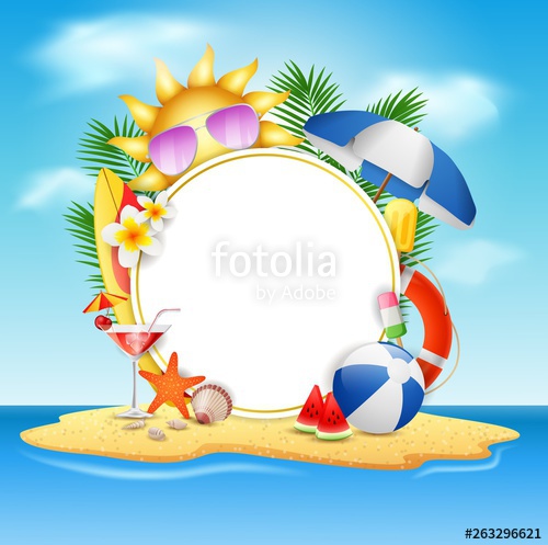 500x497 Summer Vector Banner Design Concept In Beach Island With Beauty