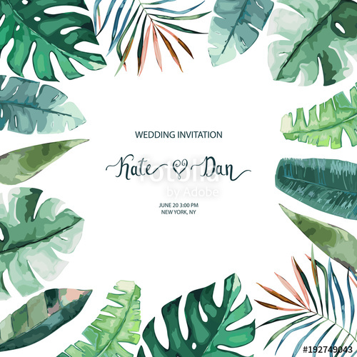 500x500 Exotic Tropical Palm Tree Frame Border Background Summer Vector