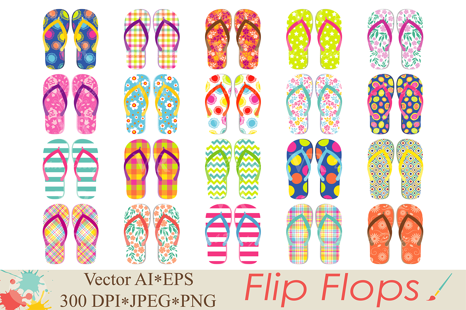 1502x1000 Flip Flops Clipart Beach Shoes Graphics Summer Vector Illustration