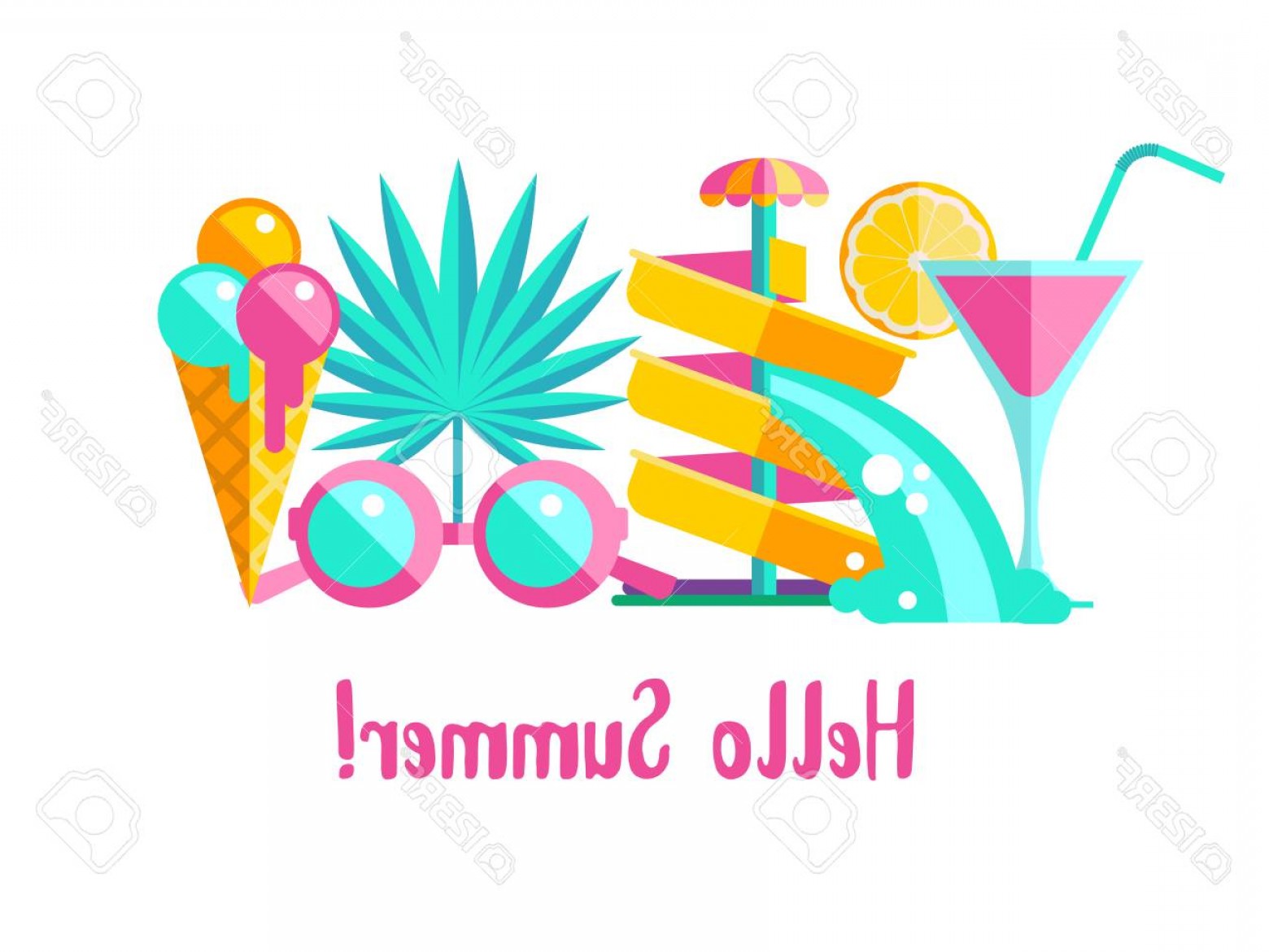 1560x1170 Photostock Vector Hello Summer Vector Illustration A Set