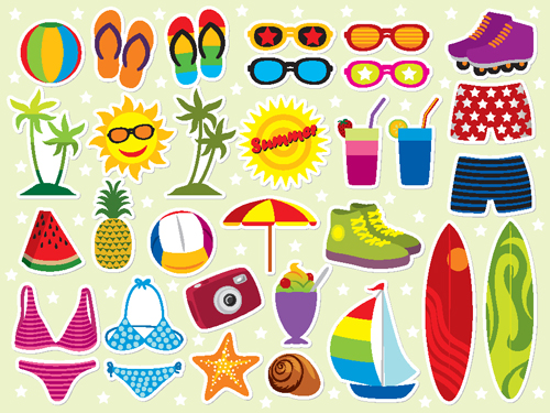 500x375 Set Of Summer Seashore Elements Vector Free Download
