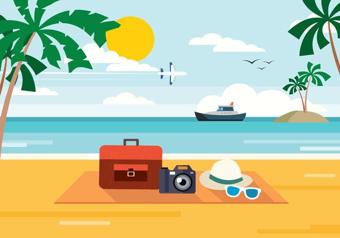700x490 Summer Beach Vector Illustration