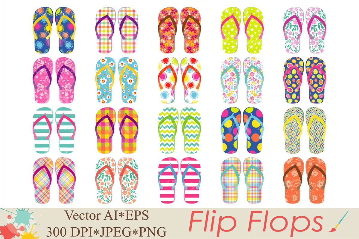 1200x800 Flip Flops Clipart Beach Shoes Graphics Summer Vector Illustration