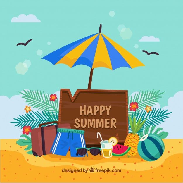 626x626 Happy Summer Background With Beach Objects Free Vector Freepik