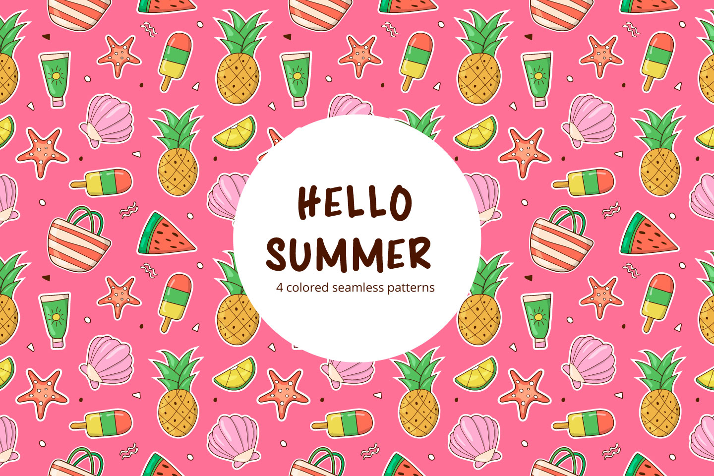 1440x960 Hello Summer Vector Free Seamless Pattern