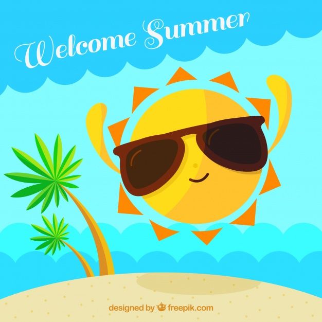 626x626 Hello Summer Background With Funny Sun Free Vector Cute Hello