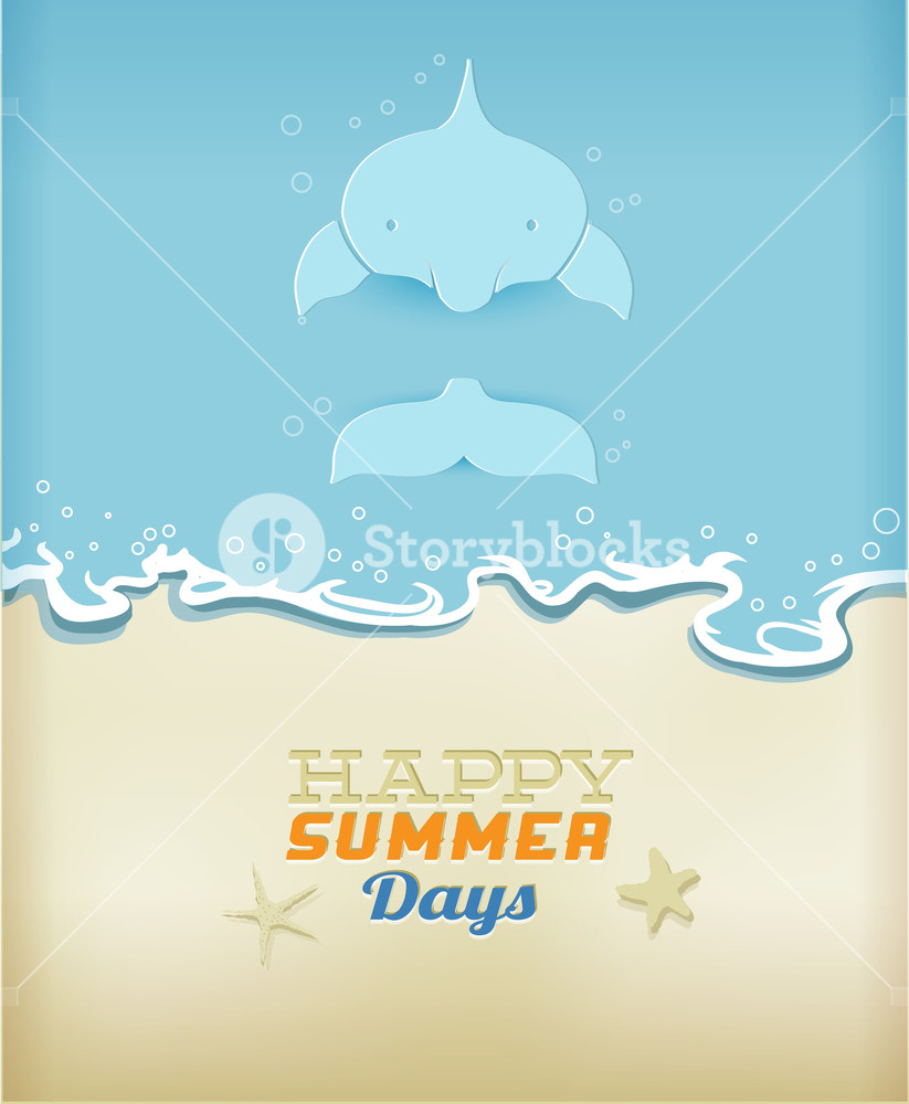 823x1000 Summer Vector Illustration With Dolphin Royalty Free Stock Image
