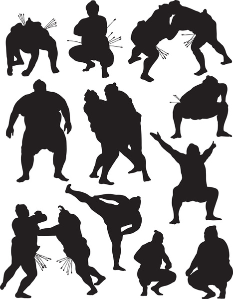 467x600 Different Sumo Silhouettes Vector Free Vector In Encapsulated