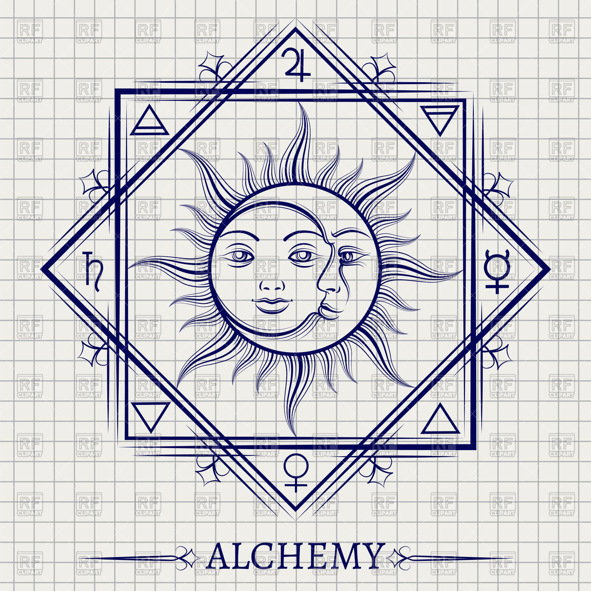 Sketch Of Sun Moon And Other Alchemy Elements Vector Image 1200x1200 Sketch Of Sun Moon And Other Alchemy Elements Vector Image