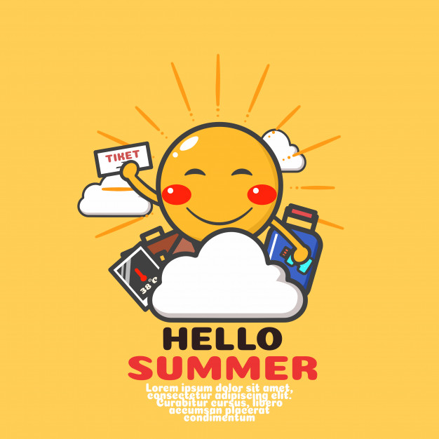 626x626 Cute Sun Cartoon Vector Happy Summer Holiday Vector Premium
