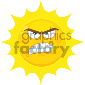 300x300 Royalty Free Rf Clipart Illustration Angry Yellow Sun Cartoon