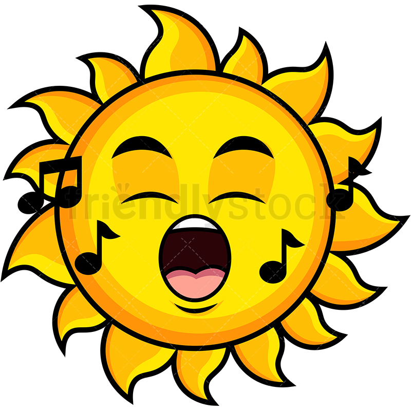 800x800 Singing Sun Emoji Cartoon Vector Clipart