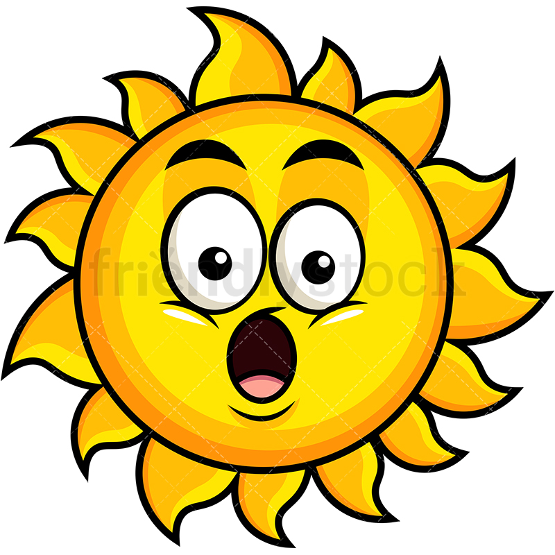 800x800 Surprised Sun Emoji Cartoon Vector Clipart