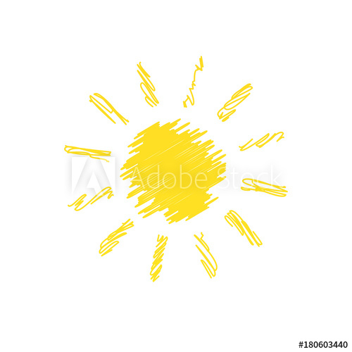 500x500 Hand Drawn Sun Doodle Illustration Isolated On White Background