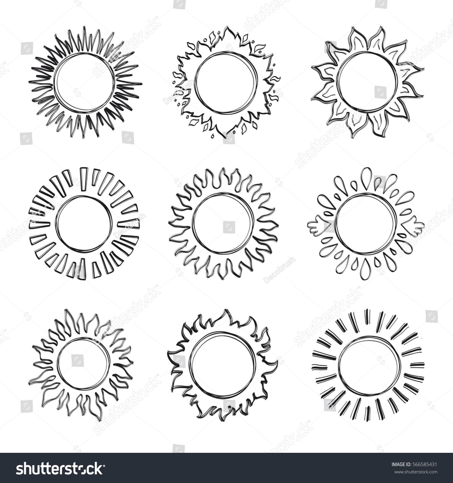 1500x1600 Sketch Sun, Hand Drawn Sunshine Symbols Cute Vector Doodle Suns