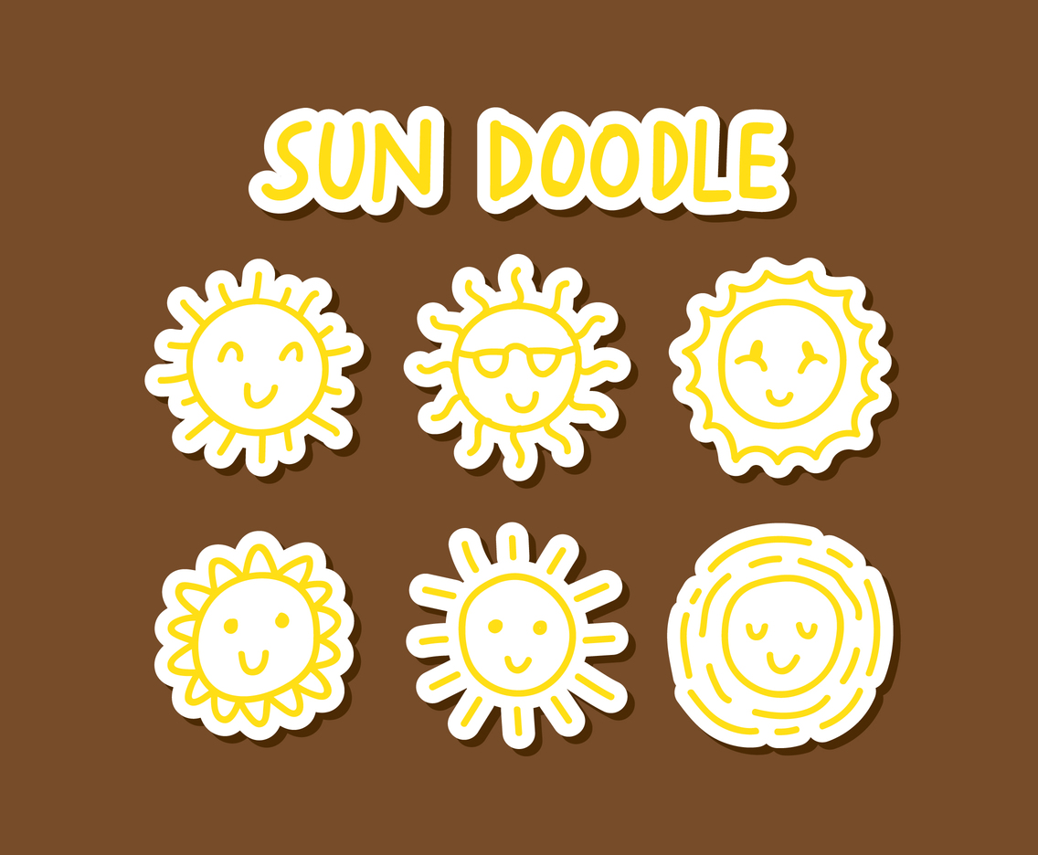 1136x936 Sun Doodle Set Vector Art Graphics