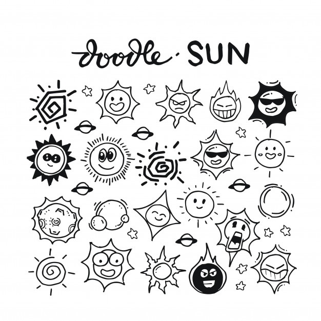 626x626 Sun Doodle Hand Drawn Set Vector Premium Download